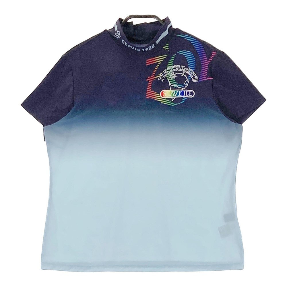 ZOY ゾーイ MATSUMOTO SHAVE ICE ハイネック 半袖 Tシャツ ネイビー系 40 【中古】ゴルフウェア レディース