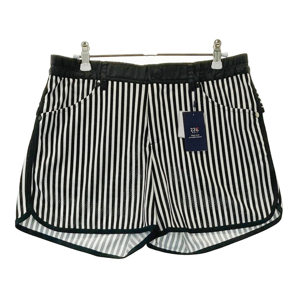 23区GOLF ニジュウサンクゴルフ ショートパンツ ストライプ柄 ブラック系 3 【中古】ゴルフウェア レディース