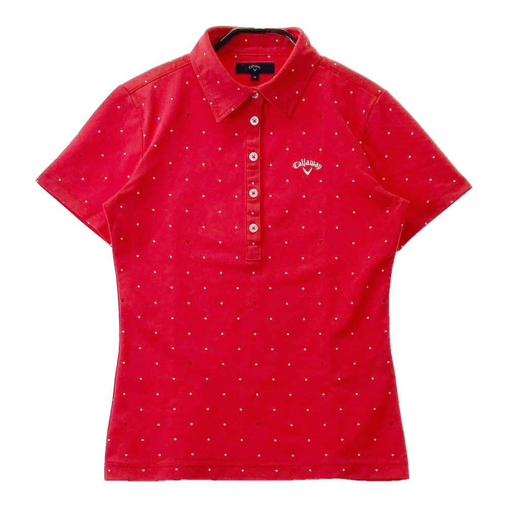 CALLAWAY キャロウェイ 半袖ポロシャツ ドット柄 レッド系 M 【中古】ゴルフウェア レディース
