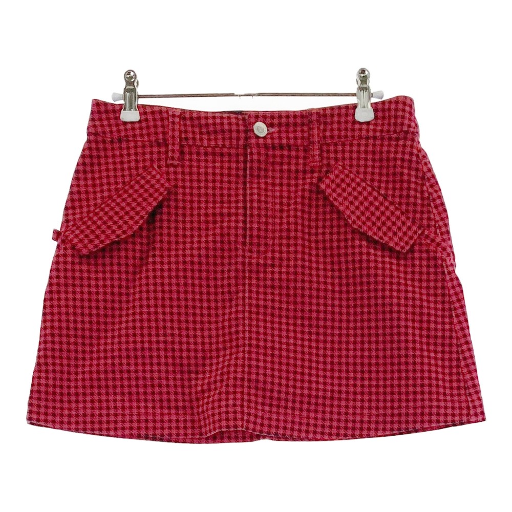 JACK BUNNY ジャックバニー インナー付 ストレッチスカート チェック柄 レッド系 1 【中古】ゴルフウェア レディース