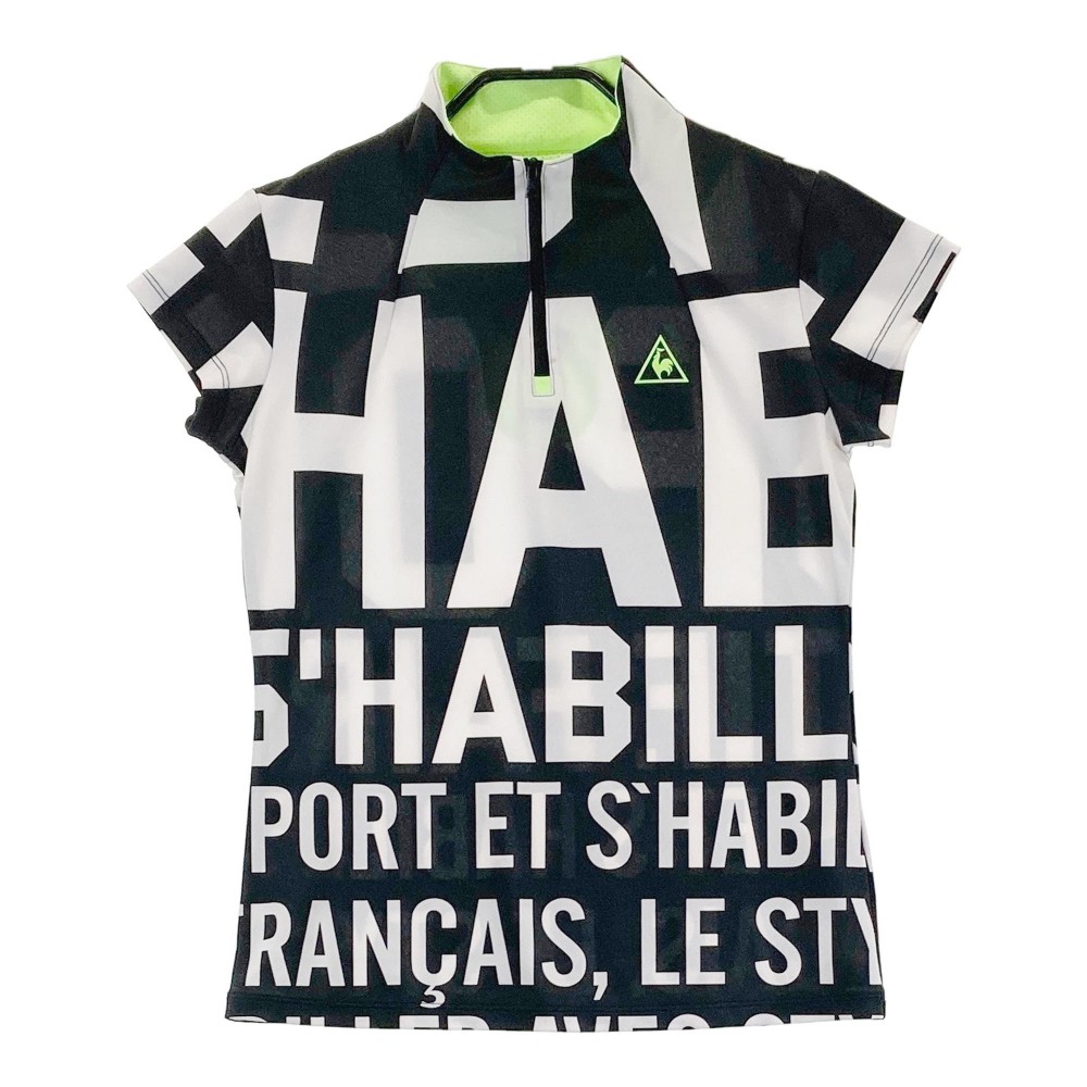 LE COQ GOLF ルコックゴルフ 半袖ハーフジップTシャツ ブラック系 M 【中古】ゴルフウェア レディース