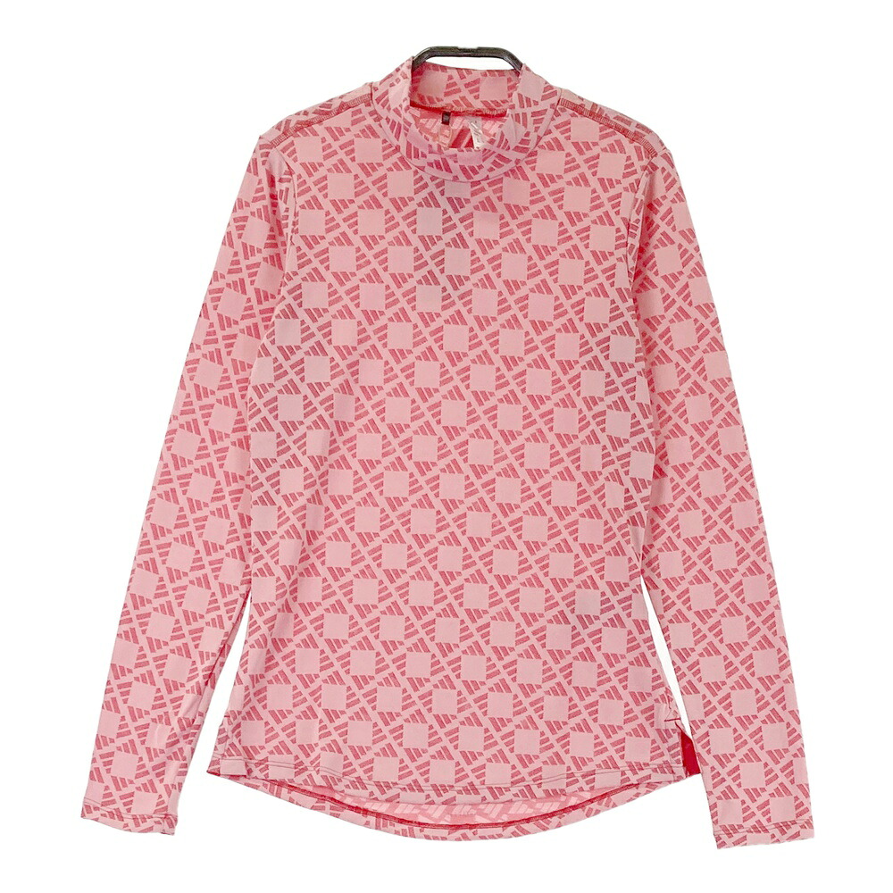 ADIDAS GOLF アディダスゴルフ IS9685 2024年 長袖モックネックTシャツ 総柄 ピンク系 XS 【中古】ゴルフウェア レディース