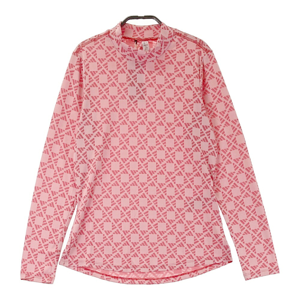 ADIDAS GOLF アディダスゴルフ IS9685 2024年 長袖モックネックTシャツ 総柄 ピンク系 M 【中古】ゴルフウェア レディース