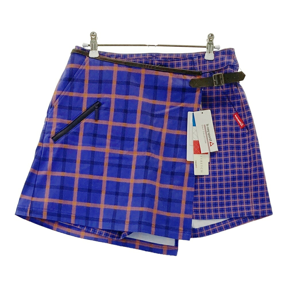 LE COQ GOLF ルコックゴルフ 2WAY ショートパンツ チェック柄 ネイビー系 9 【中古】ゴルフウェア レディース
