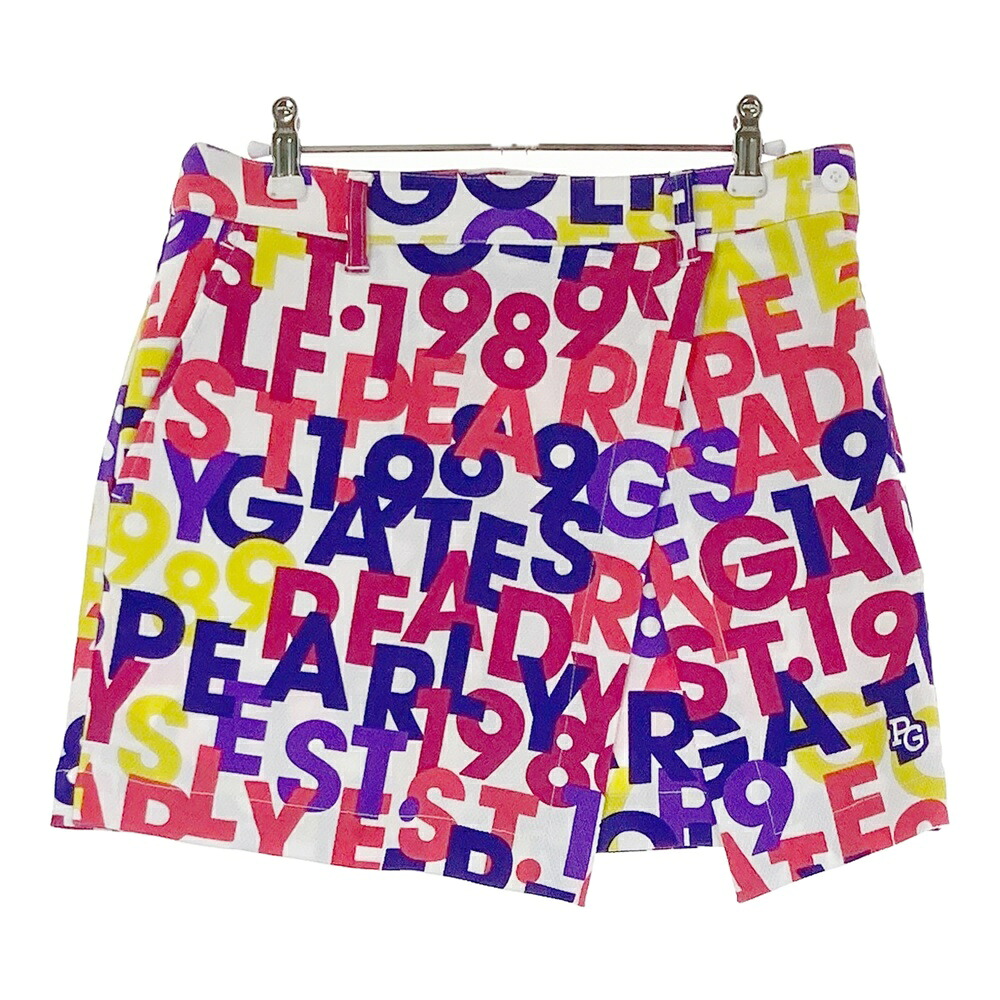 PEARLY GATES パーリーゲイツ 055-0234712 伸ばすことスコート ロゴタイプ総柄 白いこと系 1 【中古】ゴルフお召しもの レディース