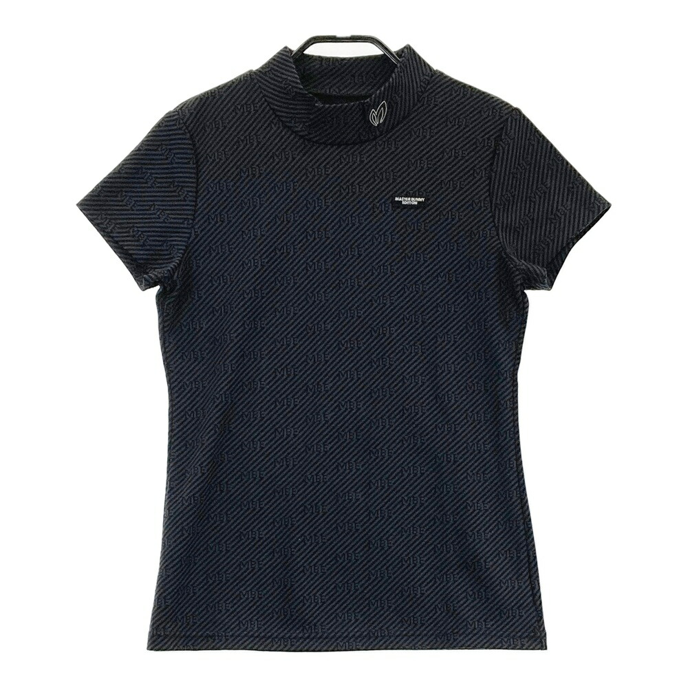 MASTER BUNNY EDITION マスターバニーエディション 2023年モデル ハイネック 半袖Tシャツ ロゴ 総柄 グレー系 0 【中古】ゴルフウェア レディース