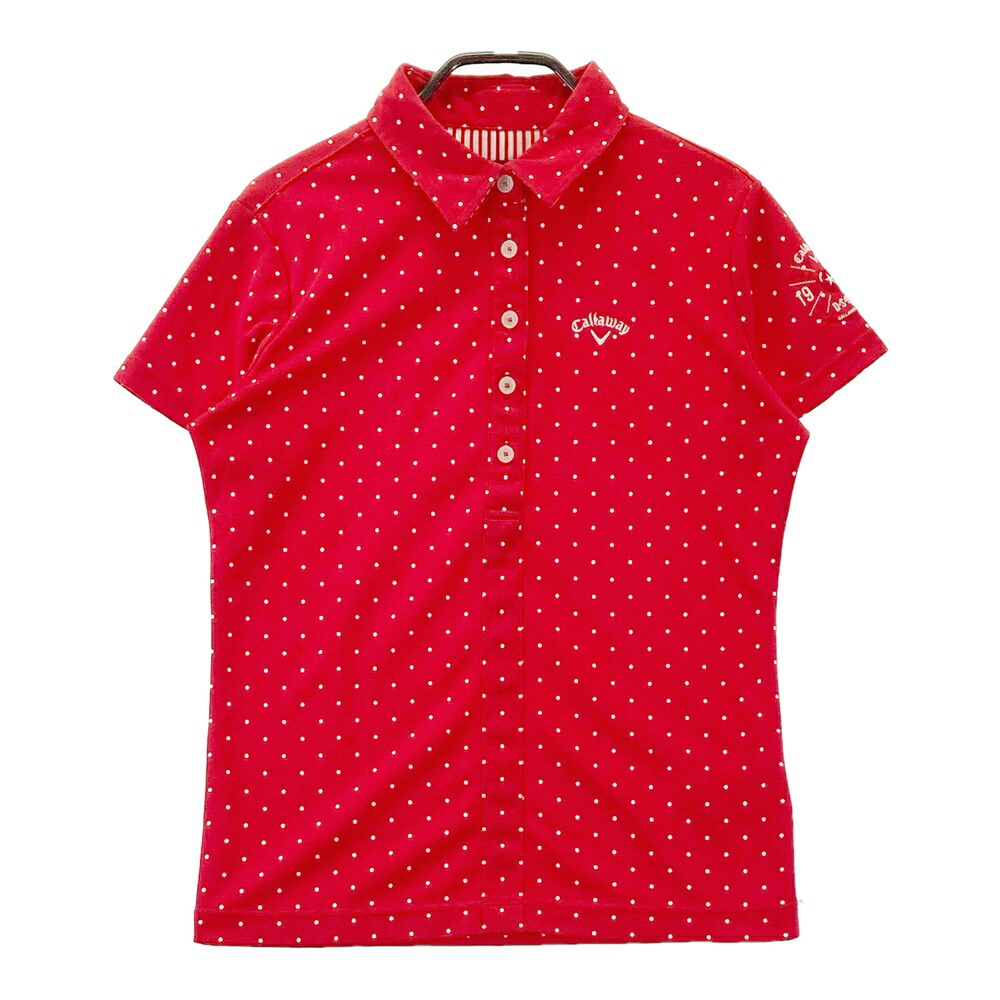 CALLAWAY キャロウェイ 半袖ポロシャツ ドット柄 レッド系 M 【中古】ゴルフウェア レディース