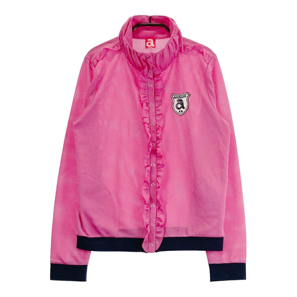 ARCHIVIO ゴルフウェア ナイロンジャケット ARCHIVIO アルチビオ ナイロンジップジャケット ロゴ総柄 ピンク系 38