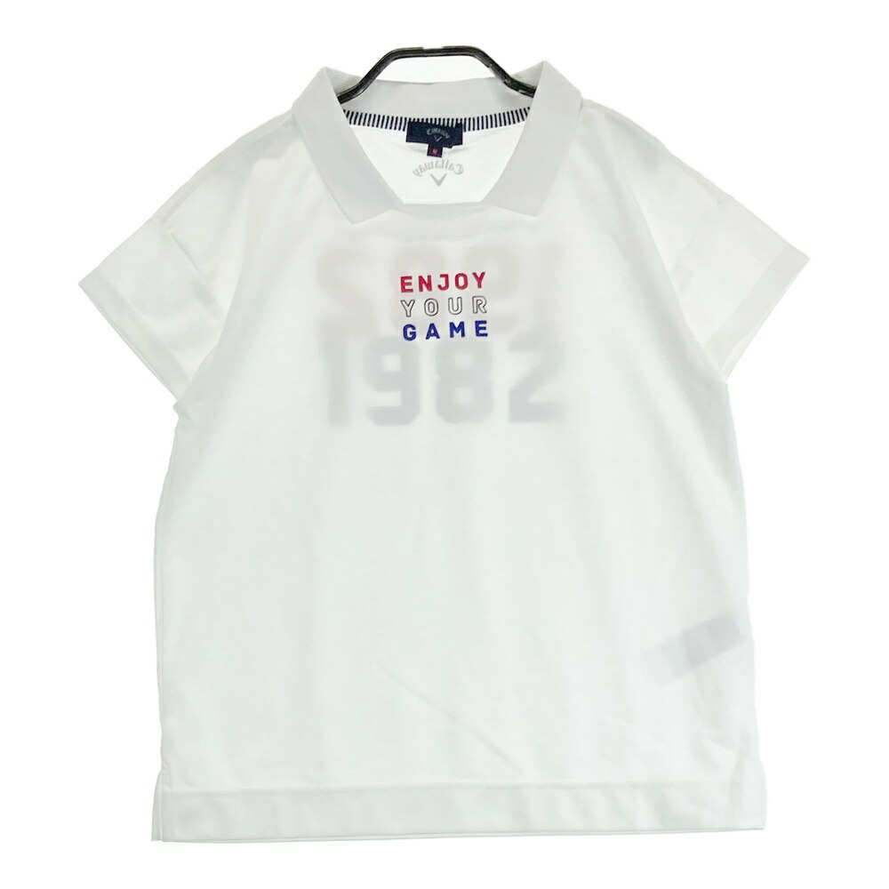 CALLAWAY キャロウェイ 241-915816 襟付きTシャツ バックプリント ホワイト系 M 【中古】ゴルフウェア レディース