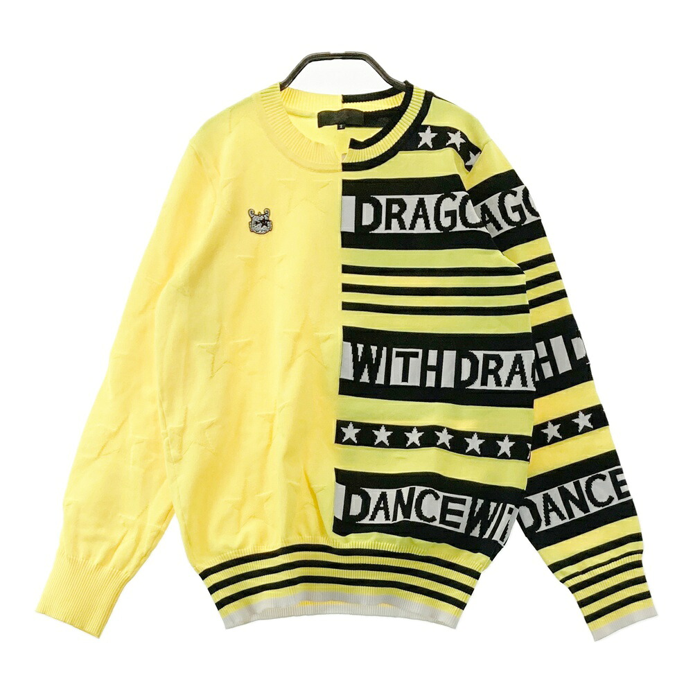 DANCE WITH DRAGON ダンスウィズドラゴン  編み物スウェーター チビドラ 星柄 黄色系 2 【中古】ゴルフ御召しもの レディース