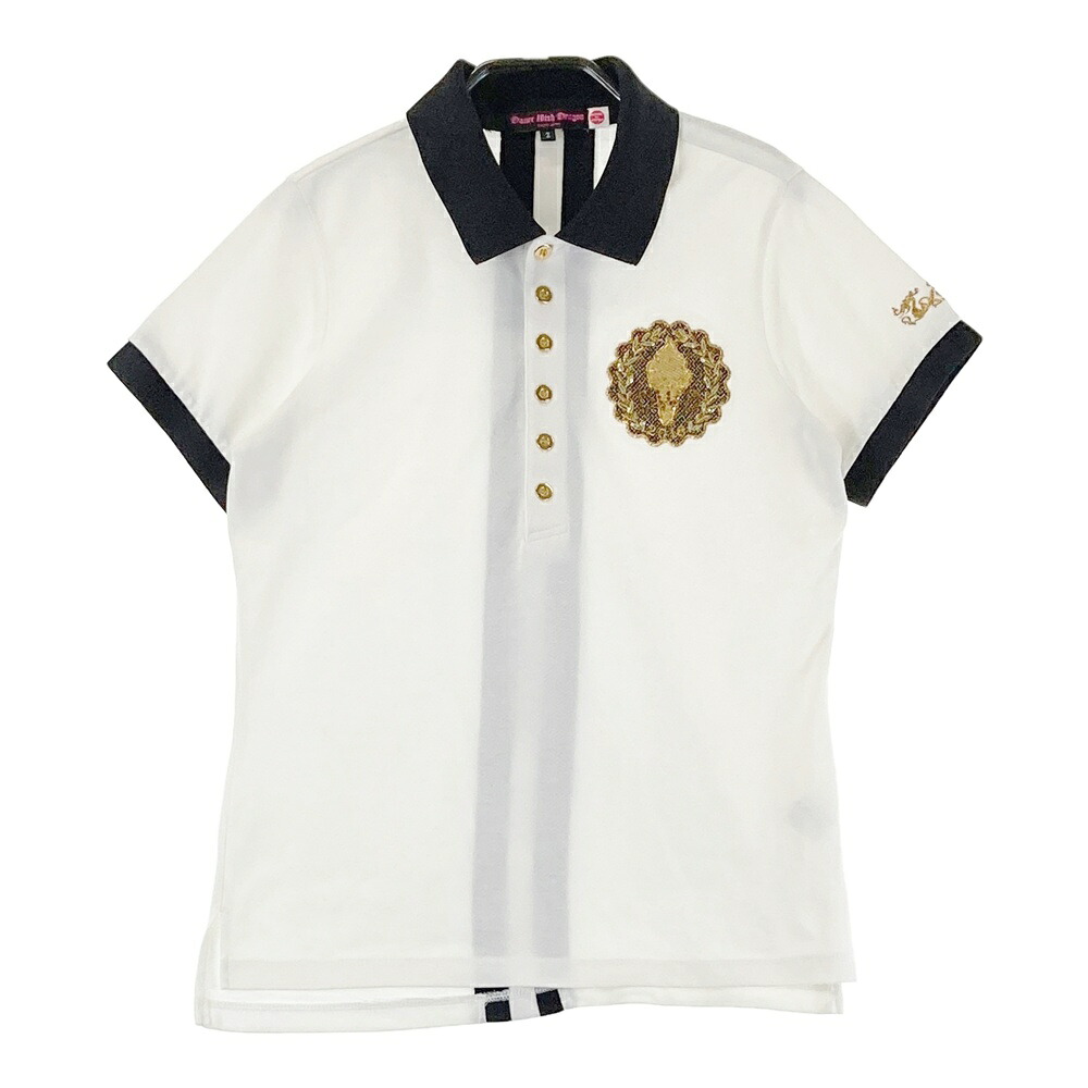 DANCE WITH DRAGON ダンスウィズドラゴン 半袖ポロシャツ ソフトクリーム ホワイト系 2 【中古】ゴルフウェア レディース