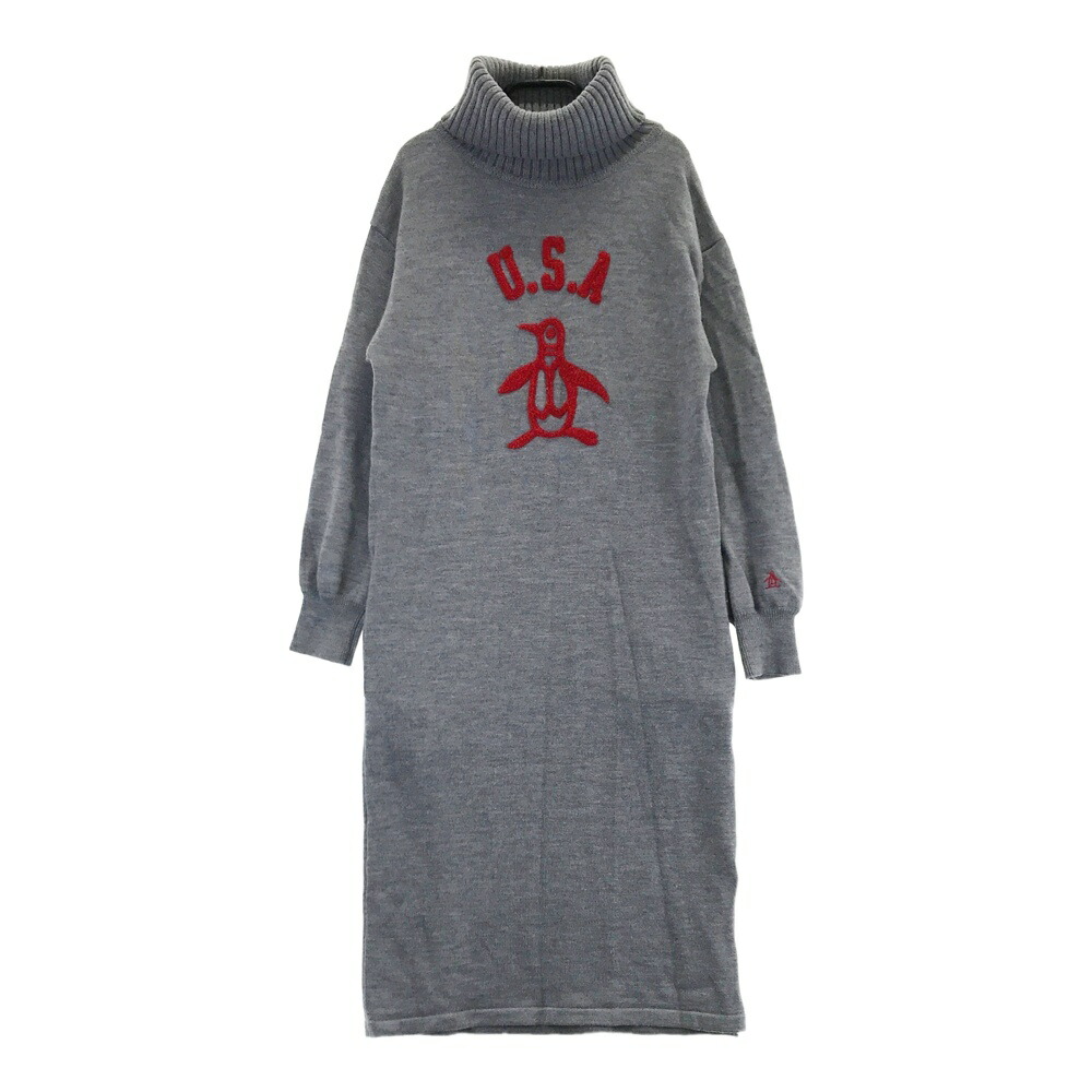 MUNSING WEAR マンシングウェア タートルネック ウール ニットワンピース グレー系 M 【中古】ゴルフウェア レディース
