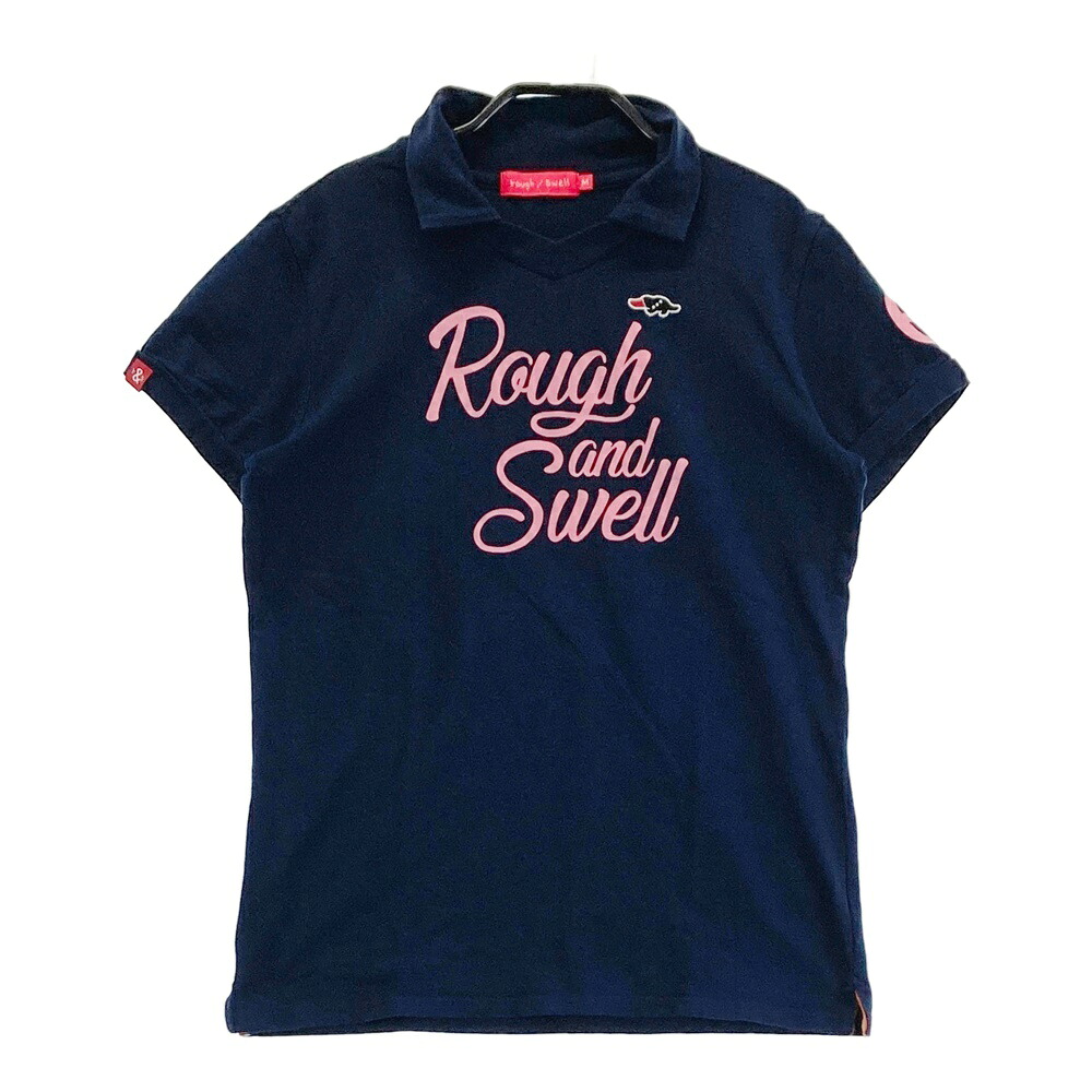 ROUGH&SWELL ラフアンドスウェル 襟付き 半袖Tシャツ ネイビー系 M 【中古】ゴルフウェア レディース