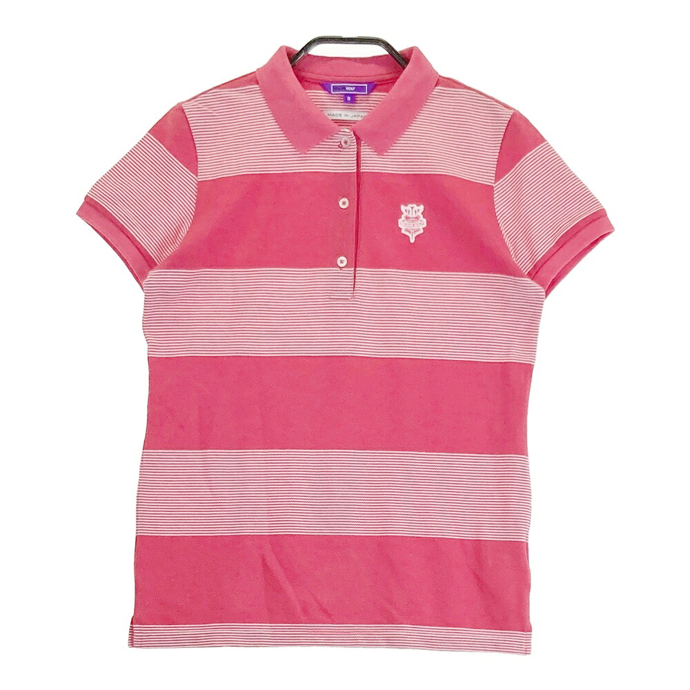 BEAMS GOLF ビームスゴルフ PURPLE LABEL 半袖ポロシャツ ボーダー柄 ピンク系 S 【中古】ゴルフウェア レディース