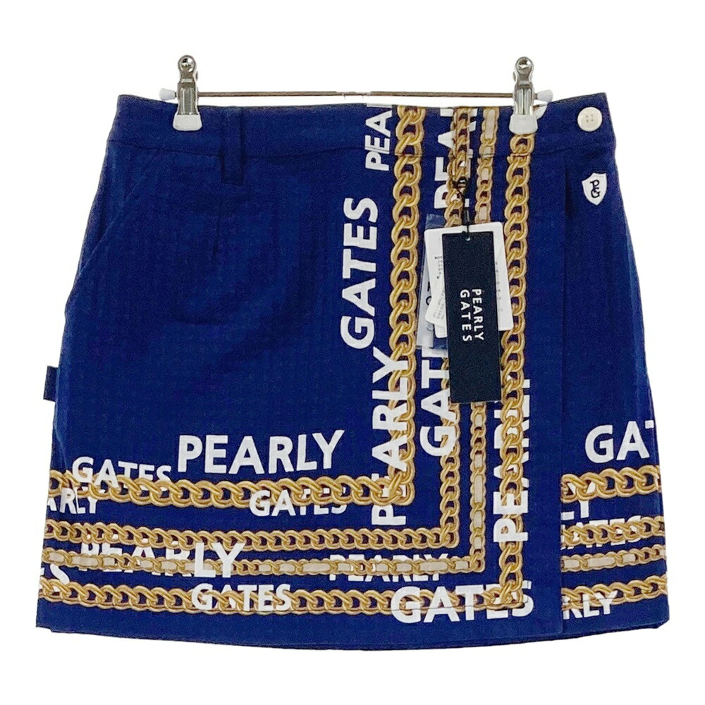 PEARLY GATES パーリーゲイツ 055-2234010 スウェットスカート ロゴタイプ チェーン店総柄 米国海軍系 1 【中古】ゴルフお召しもの レディース