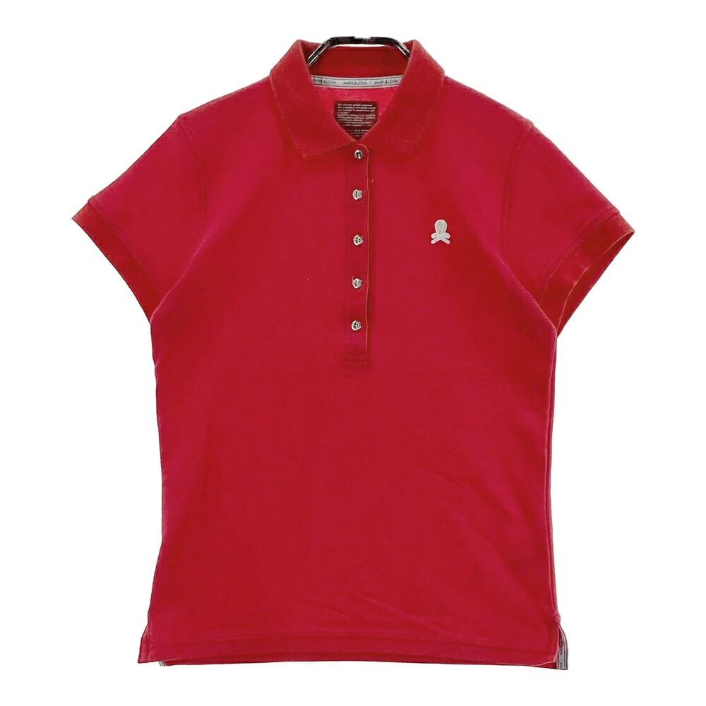 MARK&LONA マークアンドロナ MLW-12W-PL01 半袖ポロシャツ レッド系 M 【中古】ゴルフウェア レディース