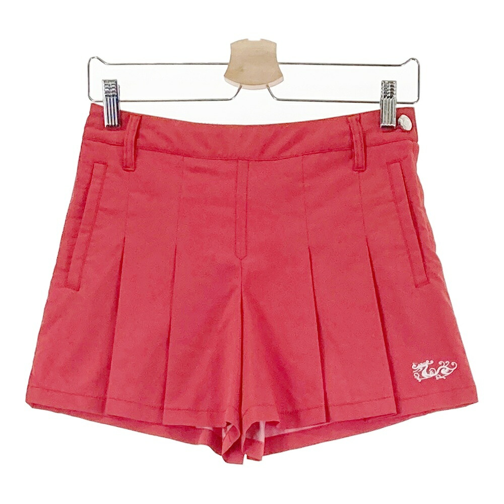 DANCE WITH DRAGON ダンスウィズドラゴン プリーツスカート風ショートパンツ レッド系 2 【中古】ゴルフウェア レディース