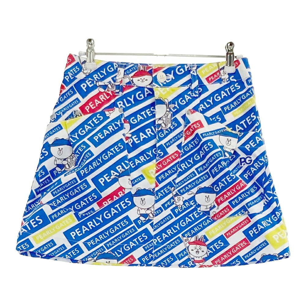 PEARLY GATES パーリーゲイツ &times;LINE FRIENDS ストレッチ スカート 総柄 ブルー系 0 【中古】ゴルフウェア レディース｜中古ゴルフウェア通販STST