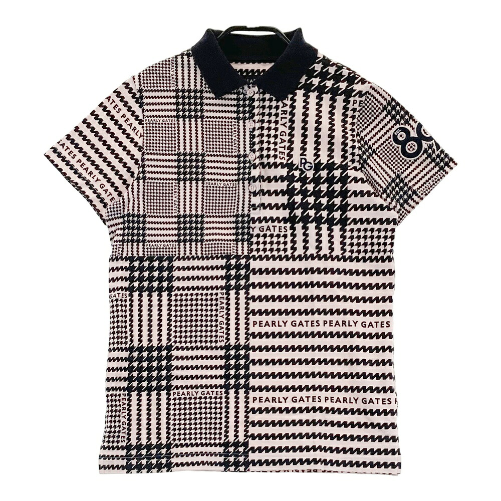 PEARLY GATES パーリーゲイツ 半袖ポロシャツ ロゴ&times;チェック柄 ピンク系 1 【中古】ゴルフウェア レディース｜中古ゴルフウェア通販STST