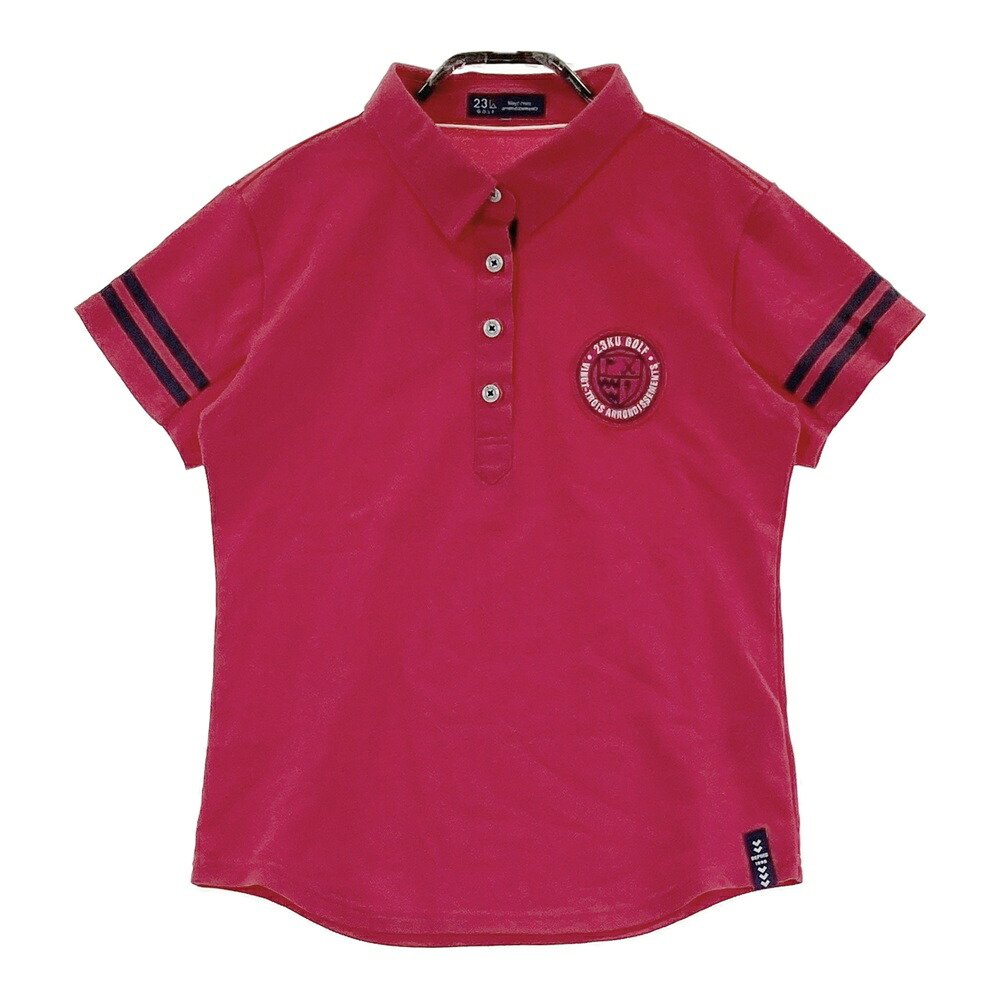 23区GOLF ニジュウサンクゴルフ 半袖ポロシャツ レッド系 1 【中古】ゴルフウェア レディース