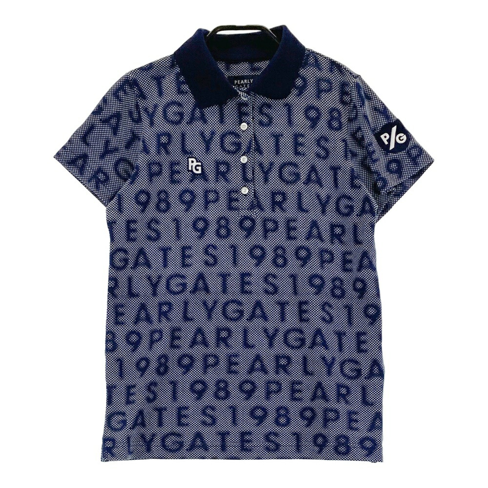 サイズ：1 PEARLY GATES パーリーゲイツ 2023年モデル 半袖ポロシャツ ロゴ  ブルー系 [240101493806] ゴルフウェア レディース ストスト PEARLY GATES パーリーゲイツ 2023年モデル 半袖ポロシャツ ロゴ