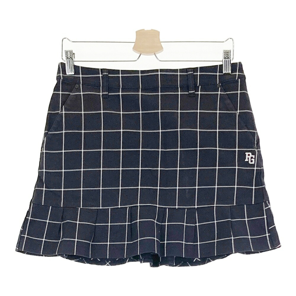 PEARLY GATES パーリーゲイツ ストレッチスカート 格子チェック柄 ネイビー系 1 【中古】ゴルフウェア レディース