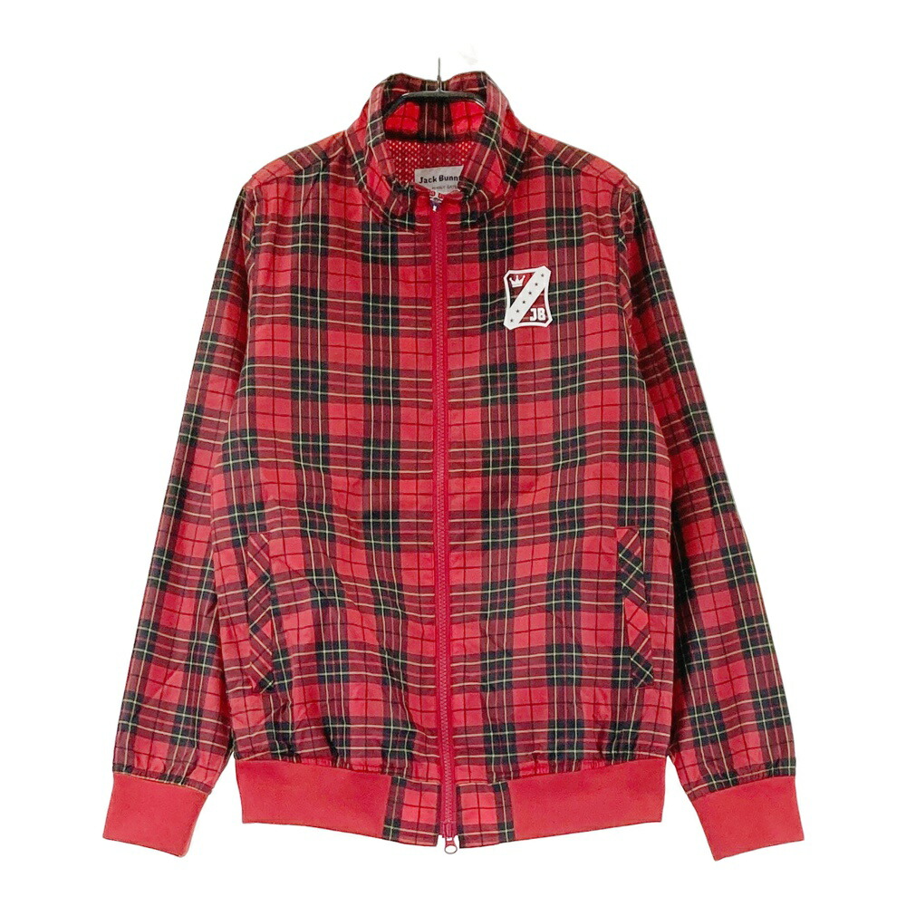 JACK BUNNY ジャックバニー ナイロンジャケット チェック柄 レッド系 1 【中古】ゴルフウェア レディース