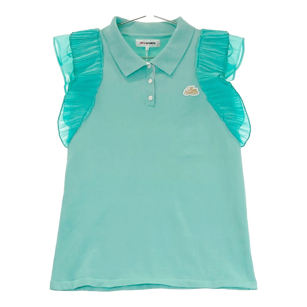 M.U SPORTS エムユースポーツ 半袖ポロシャツ ブルー系 44 【中古】ゴルフウェア レディース