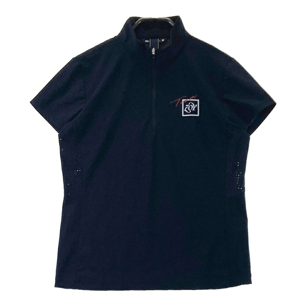 ZOY ゾーイ ハーフジップ 半袖Tシャツ ネイビー系 38 【中古】ゴルフウェア レディース
