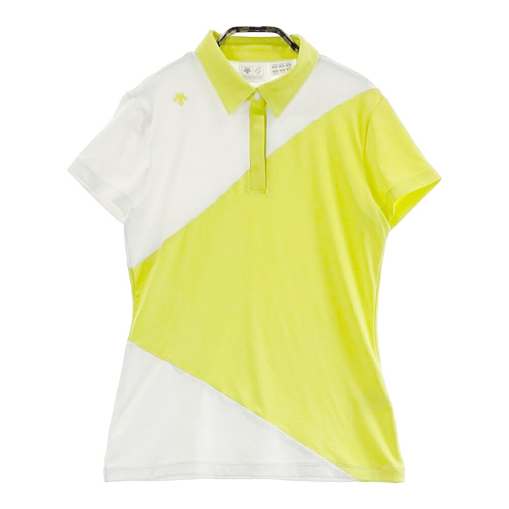 DESCENTE GOLF デサントゴルフ 半袖ポロシャツ イエロー系 S 【中古】ゴルフウェア レディース