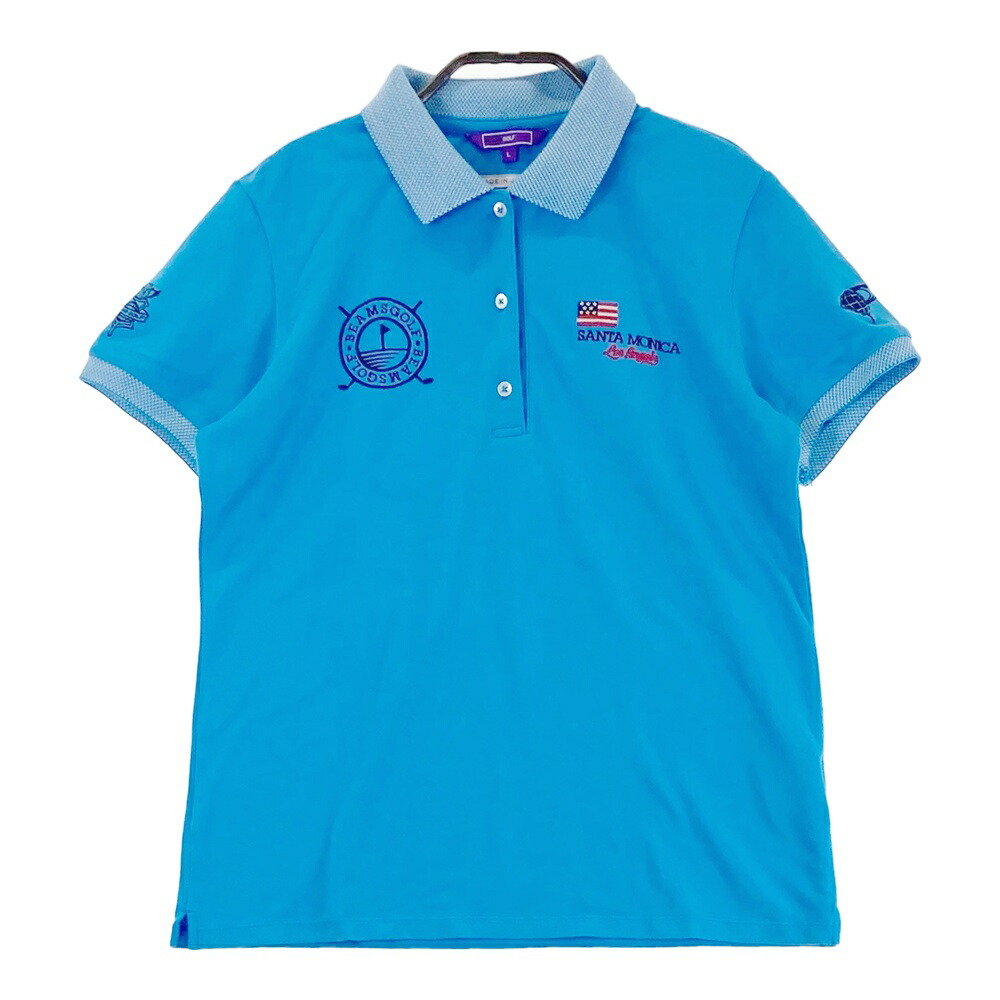 BEAMS GOLF ビームスゴルフ 半袖ポロシャツ ブルー系 L 【中古】ゴルフウェア レディース