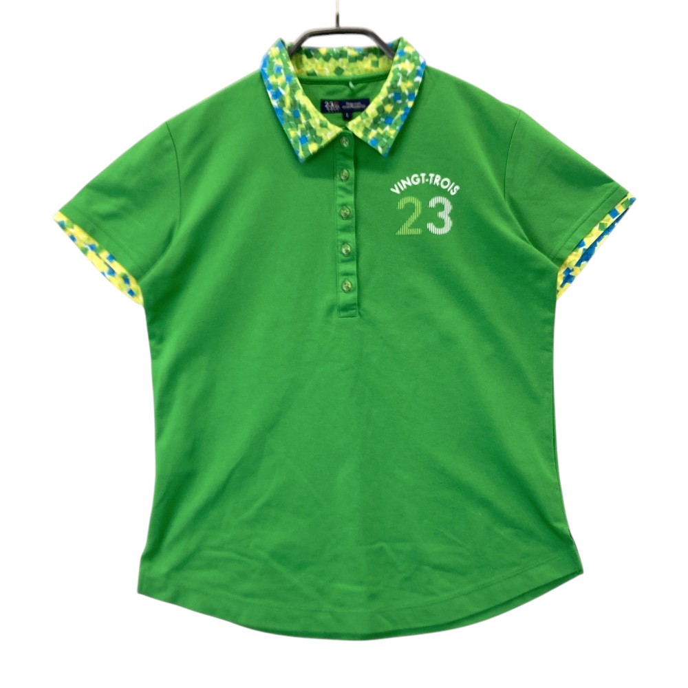 23区GOLF ニジュウサンクゴルフ ; 半袖ポロシャツ グリーン系 1 【中古】ゴルフウェア レディース