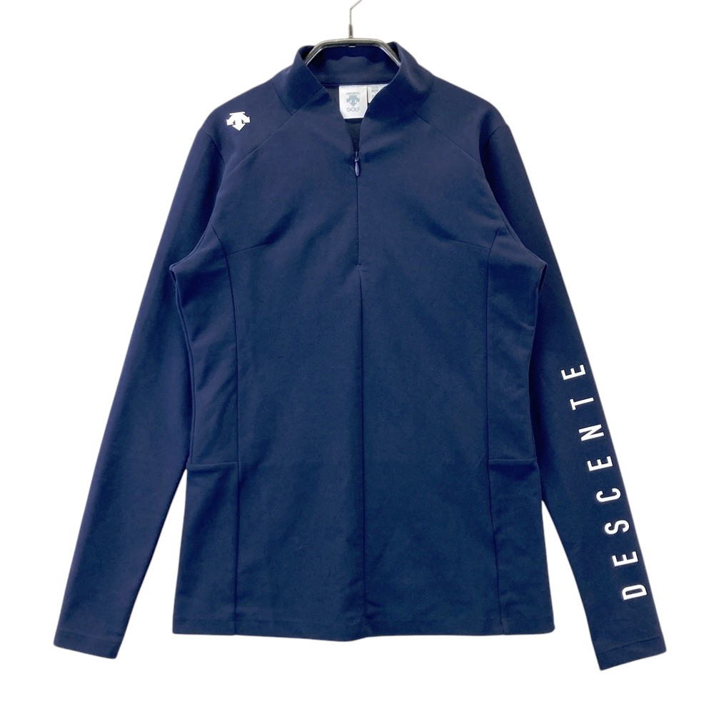 DESCENTE GOLF デサントゴルフ ハーフジップ 長袖Tシャツ ネイビー系 S 【中古】ゴルフウェア レディース
