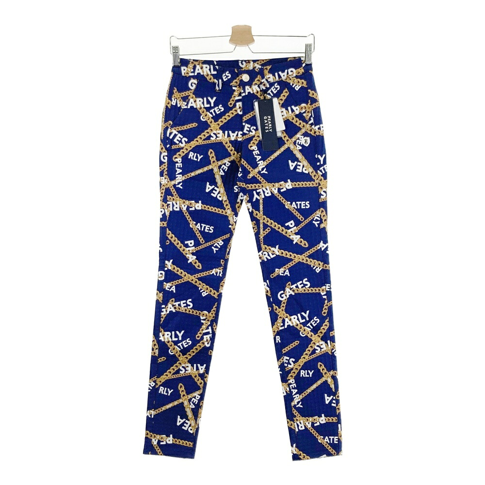 PEARLY GATES パーリーゲイツ 2022年 055-2231010 ストレッチパンツ ロゴ&times;チェーン柄 ネイビー系 0 【中古】ゴルフウェア レディース｜中古ゴルフウェア通販STST