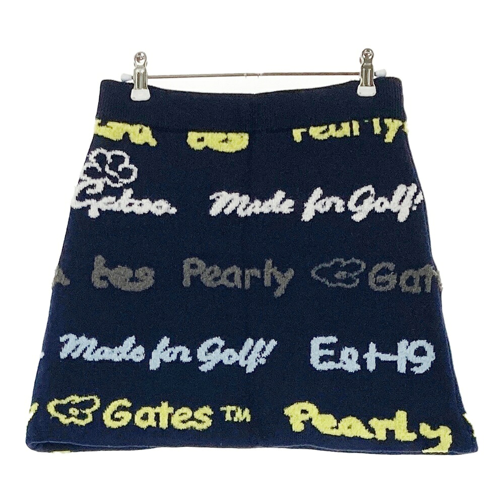 PEARLY GATES パーリーゲイツ ; 2025年青写真 羊毛混 編み物スコート 総柄 米国海軍系 1 【中古】ゴルフお召しもの レディース