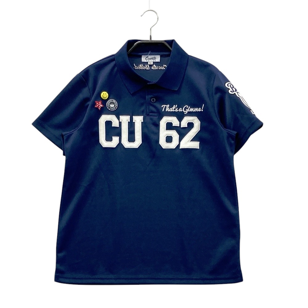 CUARTO UNITED クアルトユナイテッド ワッペン付き 半袖ポロシャツ ネイビー系 XS 【中古】ゴルフウェア レディース