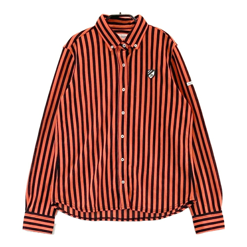 JACK BUNNY ジャックバニー 長袖シャツ ボタンダウン ストライプ柄 オレンジ系 2 【中古】ゴルフウェア レディース