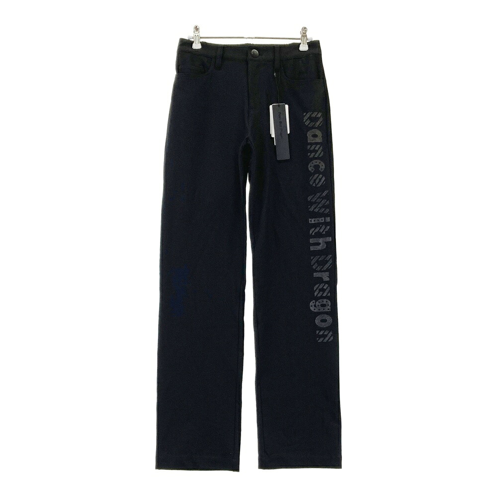 DANCE WITH DRAGON ダンスウィズドラゴン シアサッカー ロングパンツ ブラック系 2 【中古】ゴルフウェア レディース
