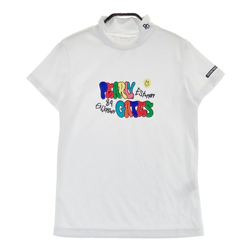 PEARLY GATES パーリーゲイツ 2024年モデル ニコちゃん モックネック半袖Tシャツ ホワイト系 0 【中古】ゴルフウェア レディース 8,791円