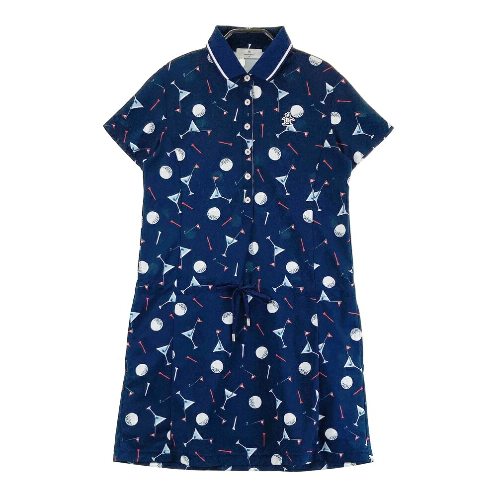 MUNSING WEAR マンシングウェア 半袖ワンピース 総柄 ネイビー系 M 【中古】ゴルフウェア レディース