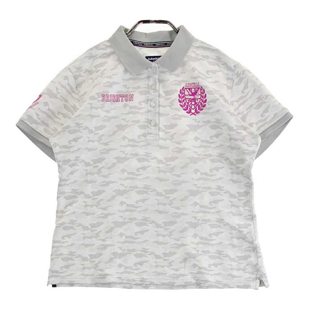 ADMIRAL アドミラル 半袖ポロシャツ カモフラ柄 グレー系 LL 【中古】ゴルフウェア レディース