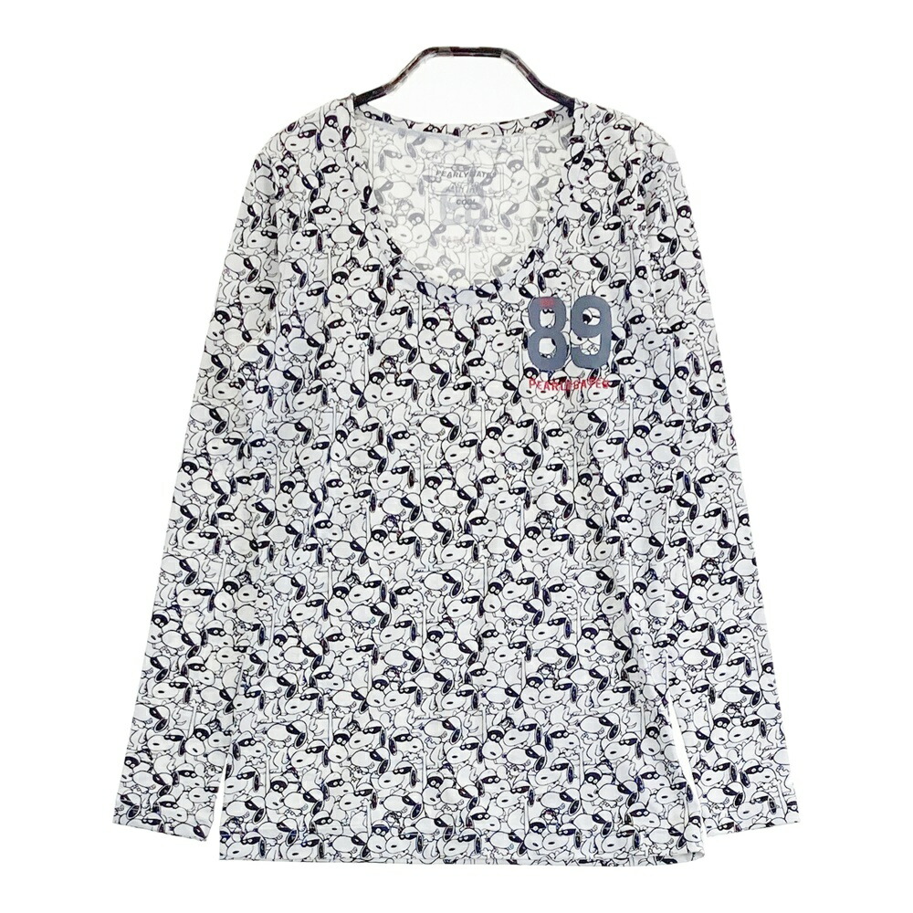 PEARLY GATES パーリーゲイツ ×PEANUTS 長袖インナーTシャツ スヌーピー 総柄 ホワイト系 0 【中古】ゴルフウェア レディース 6,263円