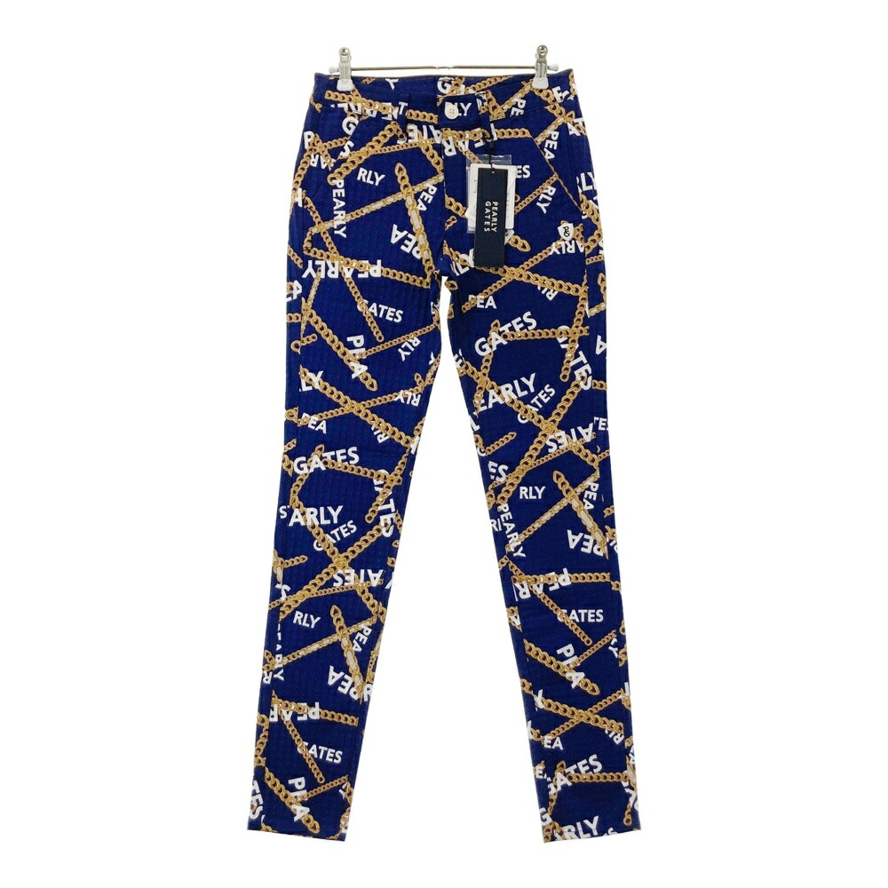 PEARLY GATES パーリーゲイツ 055-2231010 ストレッチパンツ チェーンモチーフ柄 ネイビー系 0 【中古】ゴルフウェア レディース 14,414円