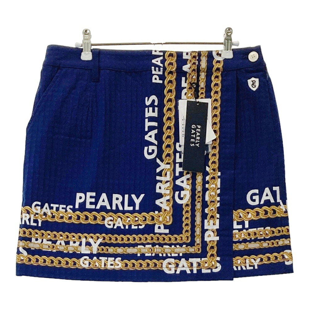 PEARLY GATES パーリーゲイツ 055-2234010 ストレッチスカート チェーンモチーフ柄 ネイビー系 2 【中古】ゴルフウェア レディース|中古ゴルフウェア通販STST