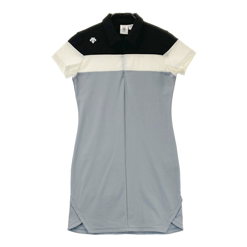 DESCENTE GOLF デサントゴルフ ハーフジップ 半袖ポロ ワンピース グレー系 S 【中古】ゴルフウェア レディース