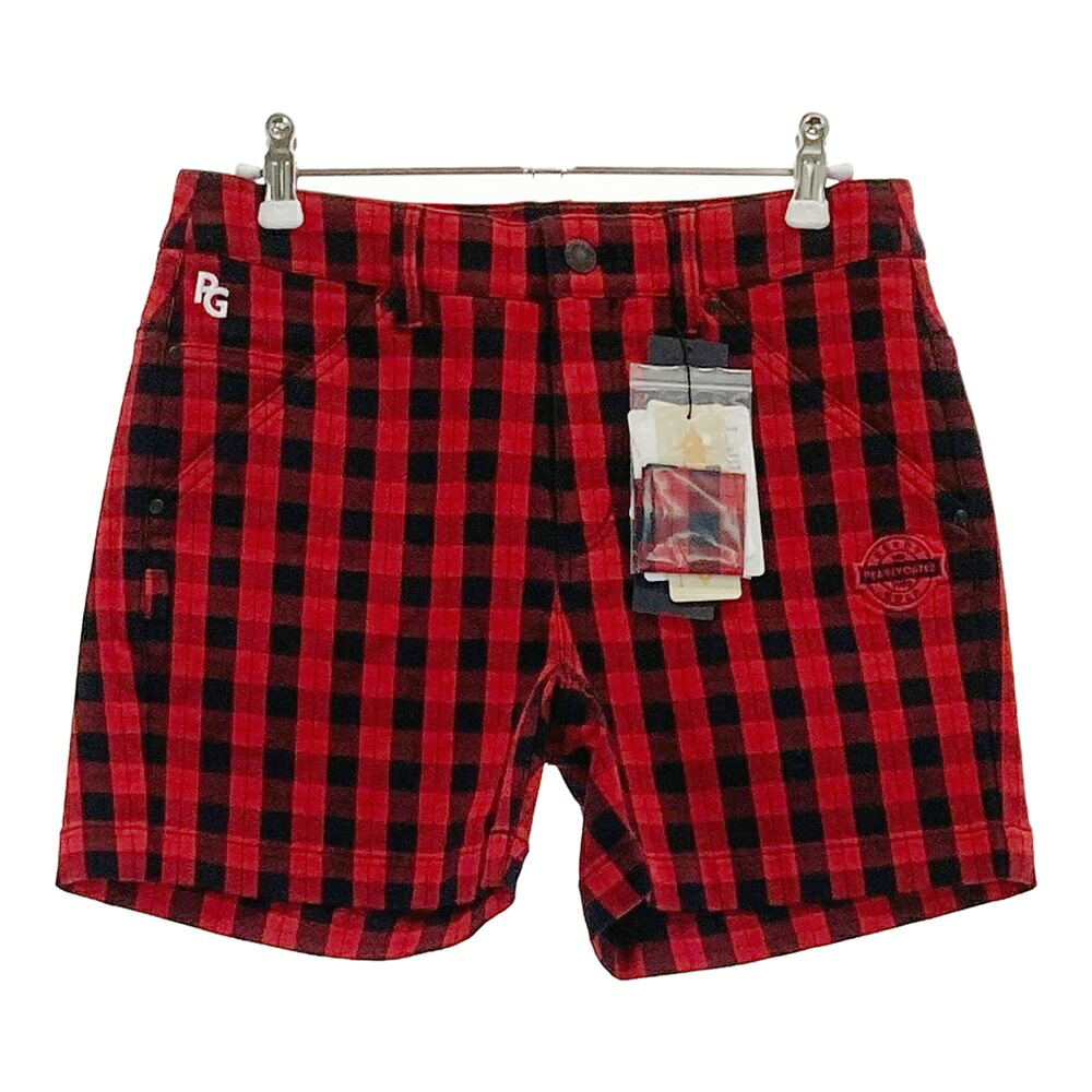 PEARLY GATES パーリーゲイツ 055-1232004 ストレッチ ショートパンツ チェック柄 レッド系 0 【中古】ゴルフウェア レディース