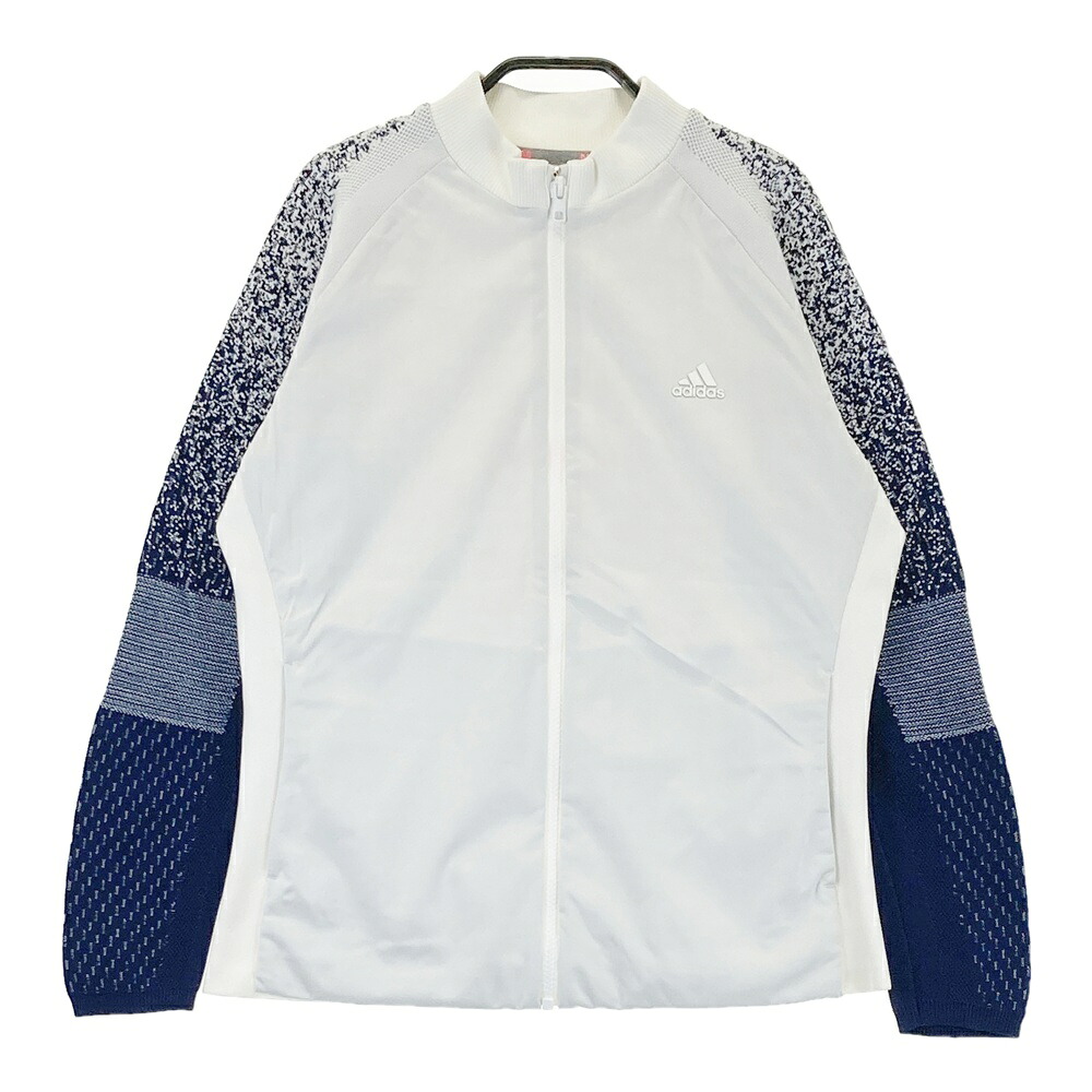 ADIDAS GOLF アディダスゴルフ 長袖 ジップジャケット ニット切替 ホワイト系 O 【中古】ゴルフウェア レディース