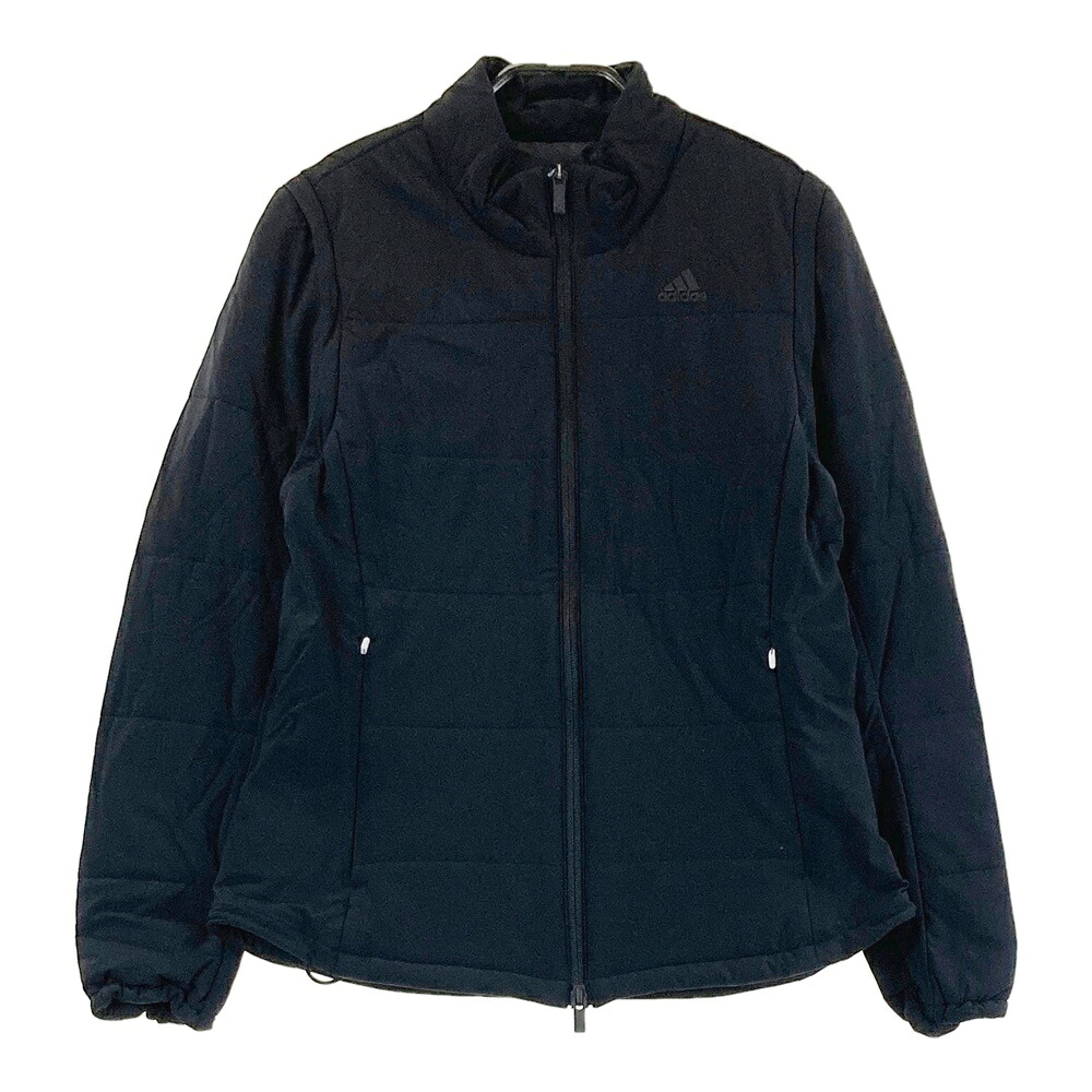ADIDAS GOLF アディダスゴルフ ED2077 2WAY 中綿 長袖ジップジャケット ブラック系 L 【中古】ゴルフウェア レディース