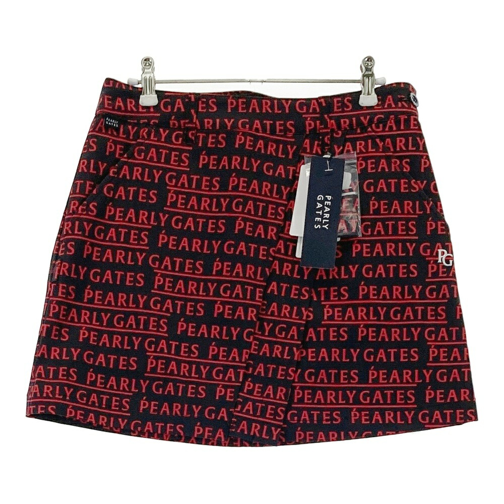 PEARLY GATES パーリーゲイツ 055-2134314 伸ばすことスコート ロゴタイプ総柄 黒いこと系 1 【中古】ゴルフお召しもの レディース