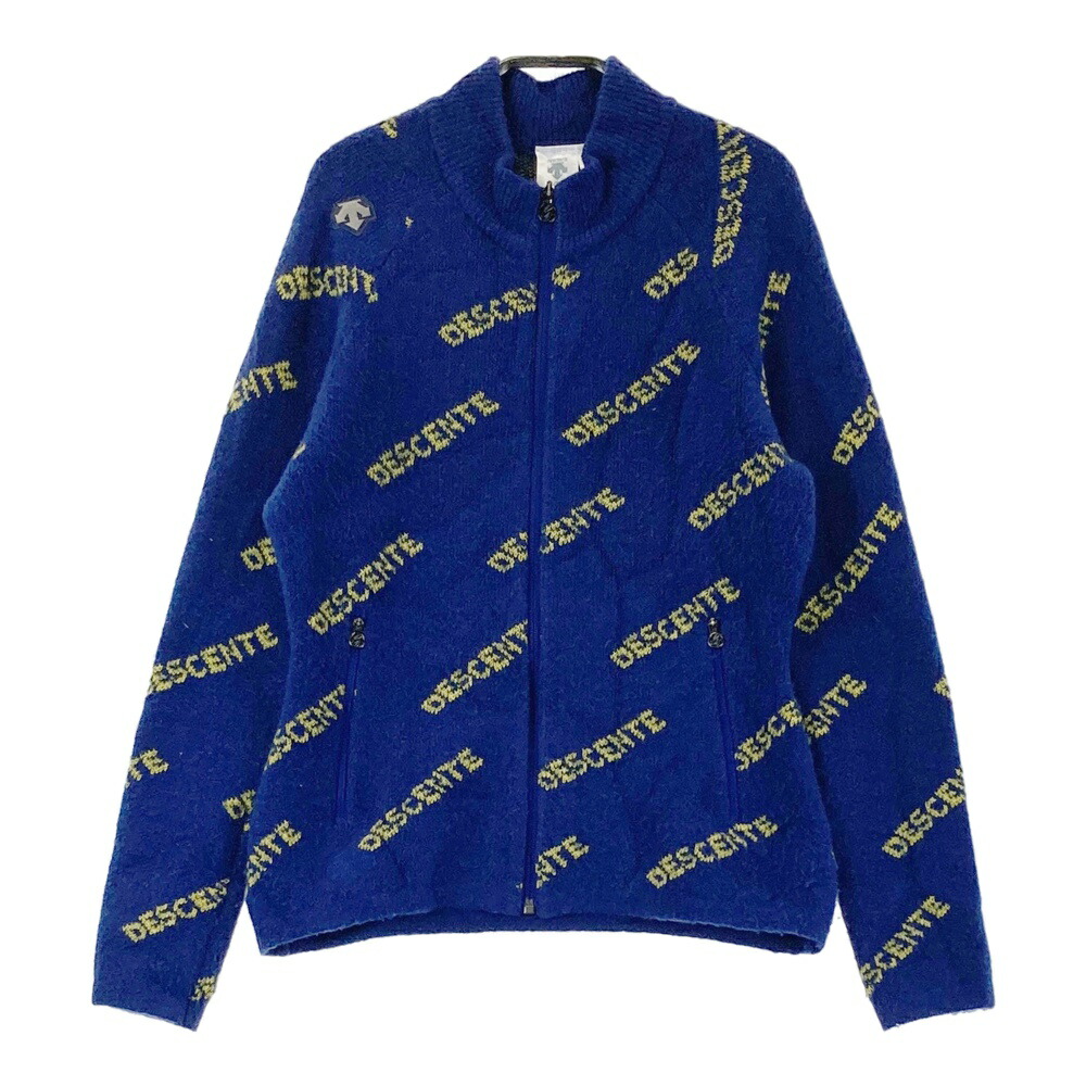 DESCENTE GOLF デサントゴルフ ニット ジップジャケット 総柄 ネイビー系 M 【中古】ゴルフウェア レディース